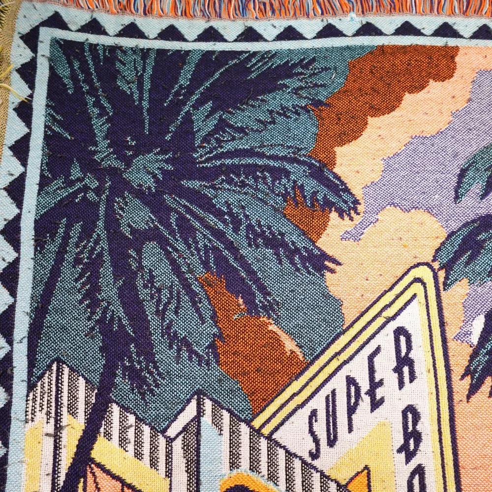 Vintage Super Bowl XXXIII Throw Blanket NFL Football Miami Florida 90s Y2K